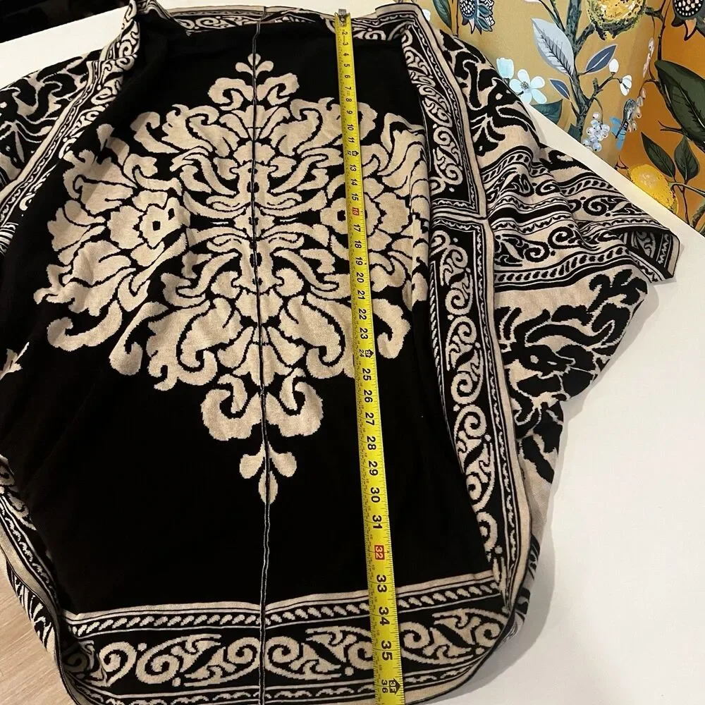 Soft Surroundings Shawl Poncho Cardigan One Size Brown Black Paisley Boho Fall - Picture 6 of 6